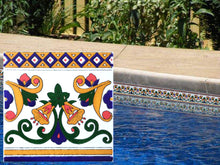 Load image into Gallery viewer, Trumpet Flower Design Border Tile 6x6