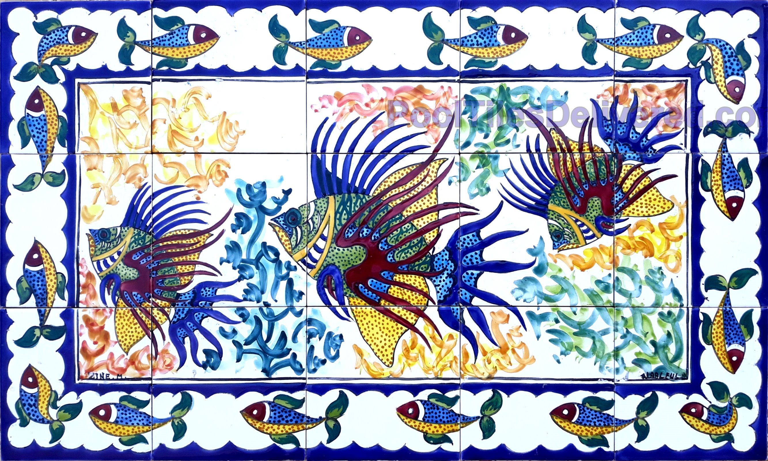 Wall Mural Arabesque Fish – Pool Tiles Delivered